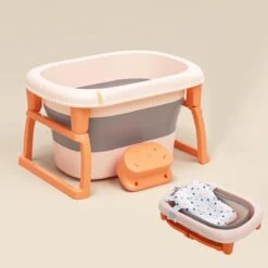 FOXSPORT Babybadje - Inklapbaar Bad - Bad Baby - Zitbad - Bath Bucket - Opvouwbaar Bad Kinderen - Baby Badje - Opvouwbaar Bad Baby - Opvouwbaar Bad - Baby Badkussen - Oranje -Baby Peuter Winkel 1200x1200 41