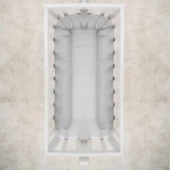 Fillikid Bedbumper 190 X 9 Cm Bedomrander Ledikant - Grijs Wit Stippen -Baby Peuter Winkel 1200x1200 895