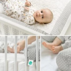 Fillikid Bedbumper 190 X 9 Cm Bedomrander Ledikant - Grijs Wit Stippen -Baby Peuter Winkel 1200x1200 907