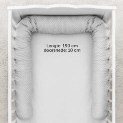 Fillikid Bedbumper 190 X 9 Cm Bedomrander Ledikant - Grijs Wit Stippen -Baby Peuter Winkel 1200x1200 909