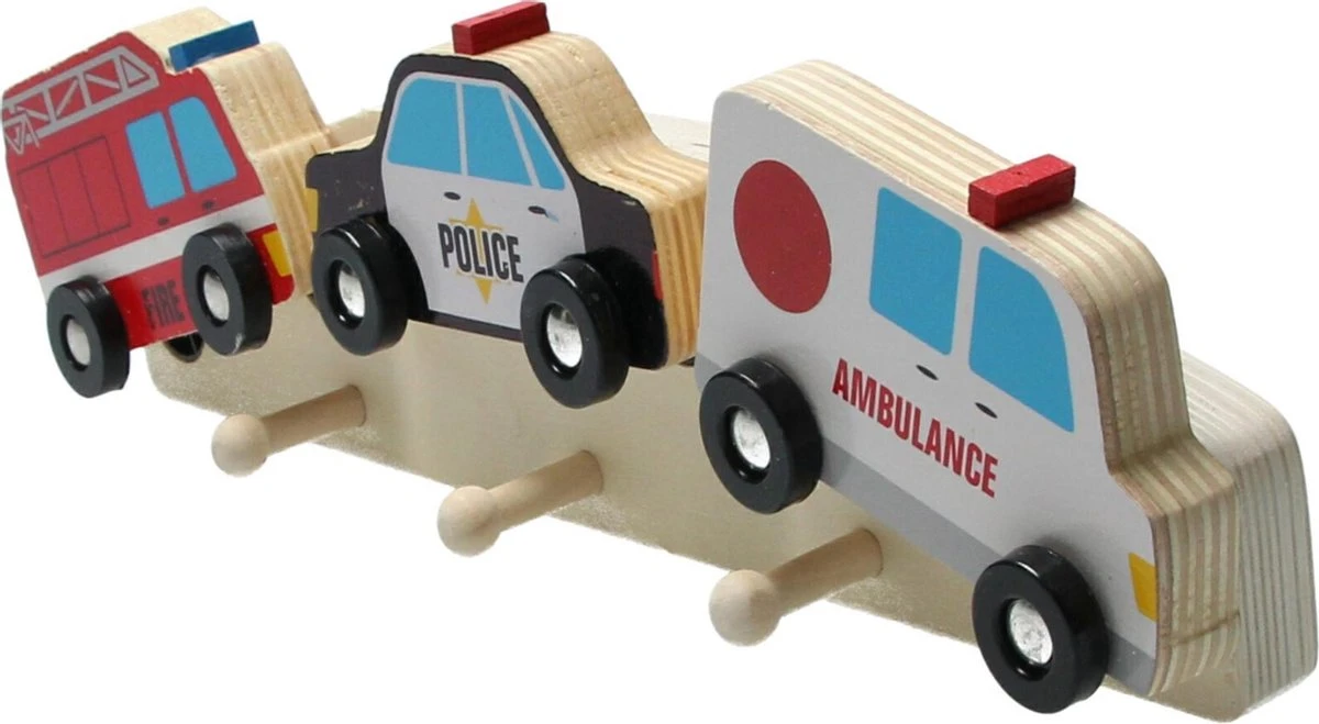 Houten Kapstok ‒ Kinderkapstok ‒ Politie Auto & Hulpdiensten 32 Cm 4 Houten Kapstok ‒ Kinderkapstok ‒ Politie Auto & Hulpdiensten 32 Cm - Afbeelding 2