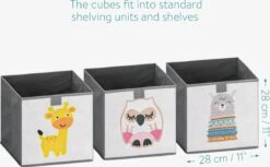 Navaris Opbergdozen Voor Kinderen - Set Van 3 Opbergboxen Met Treklus - 28 X 28 X 28 Cm - Opvouwbaar - Speelgoedbakken Met Dierenmotief -Baby Peuter Winkel 1200x743 6