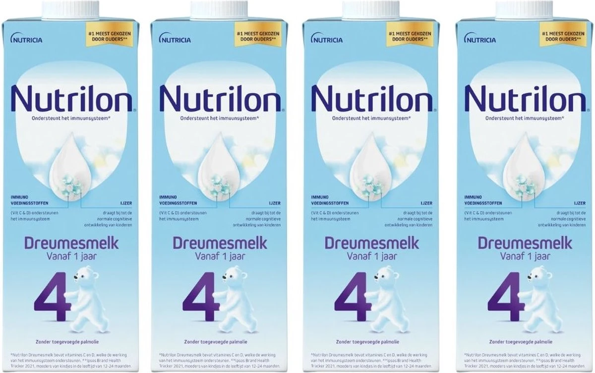 Nutrilon 4 Dreumesmelk Kant & Klaar - Vanaf 1 Jaar - 4 X 1L 3 Nutrilon 4 Dreumesmelk Kant & Klaar - Vanaf 1 Jaar - 4 X 1L