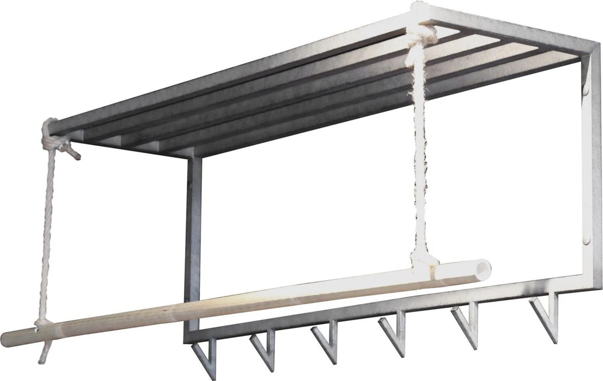 Merkloos DePauwWonen - Metal Bamboo Hoedenplank 6 Haaks Kapstok - LxBxH = 120 X 32 X 40cm - Grijs - Hangkapstok, Kapstok Haken, Hangend, Industrieel, Wandkapstok 5 Merkloos DePauwWonen - Metal Bamboo Hoedenplank 6 Haaks Kapstok - LxBxH = 120 X 32 X 40cm - Grijs - Hangkapstok, Kapstok Haken, Hangend, Industrieel, Wandkapstok - Afbeelding 3