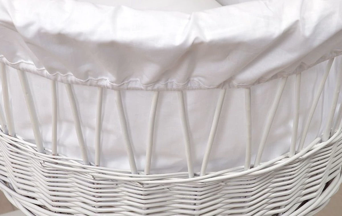 MamaLoes Rotan Wit Baby Wiegje 66755 4 MamaLoes Rotan Wit Baby Wiegje 66755 - Afbeelding 2