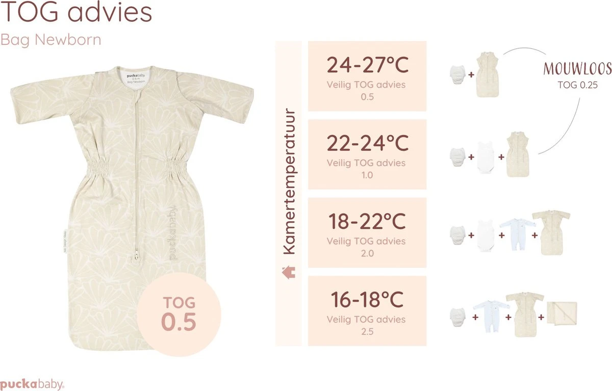 Puckababy Babyslaapzak Bag Newborn 0-6 Maanden - 70 Cm - Alle Seizoenen - Seashell Sand 11 Puckababy Babyslaapzak Bag Newborn 0-6 Maanden - 70 Cm - Alle Seizoenen - Seashell Sand - Afbeelding 9