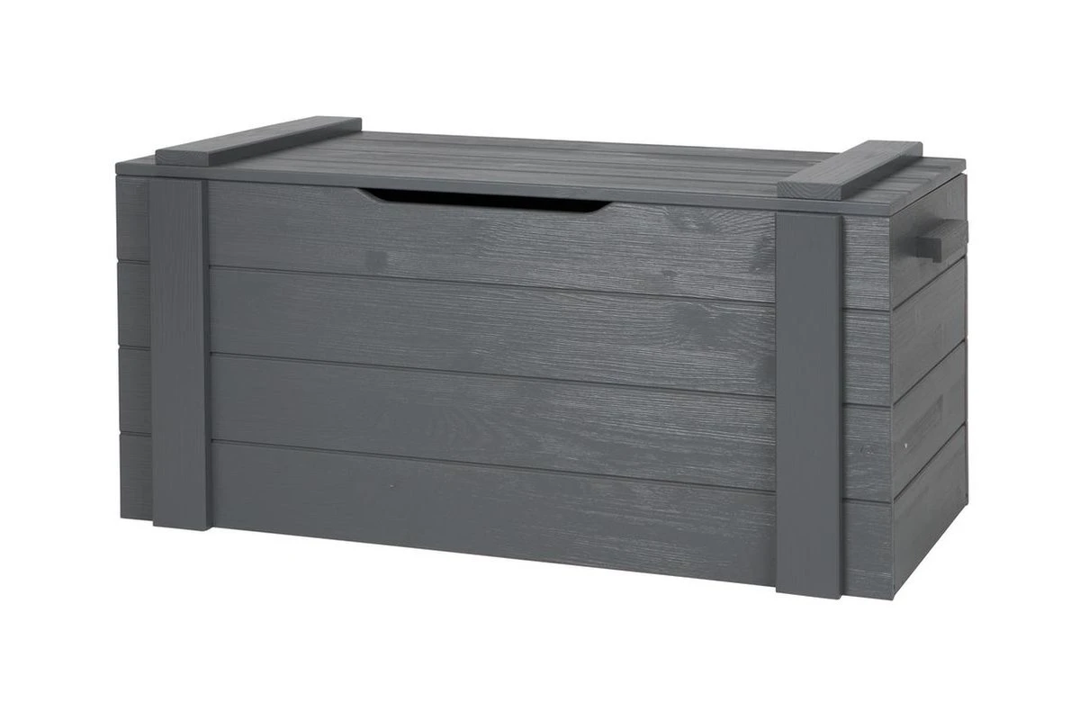 WOOOD Dennis Speelgoedkist - Grenen - Staal Grijs - 42x90x42 3 WOOOD Dennis Speelgoedkist - Grenen - Staal Grijs - 42x90x42 - Afbeelding 2