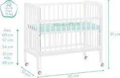 Wieg - Co-sleeper XL - 2 In 1 - 90 X 45 Cm - Incl. Matras - Massief Beukenhout – Nino - Fillikid -Baby Peuter Winkel 1200x784 2