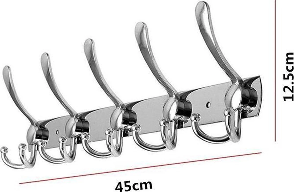Merkloos Parya Home - 15-Haaks Wandkapstok - Muur / Wand Kapstok - Hangende Design Muurkapstok - Handdoekrek - RVS / Chroom 13 Merkloos Parya Home - 15-Haaks Wandkapstok - Muur / Wand Kapstok - Hangende Design Muurkapstok - Handdoekrek - RVS / Chroom - Afbeelding 11