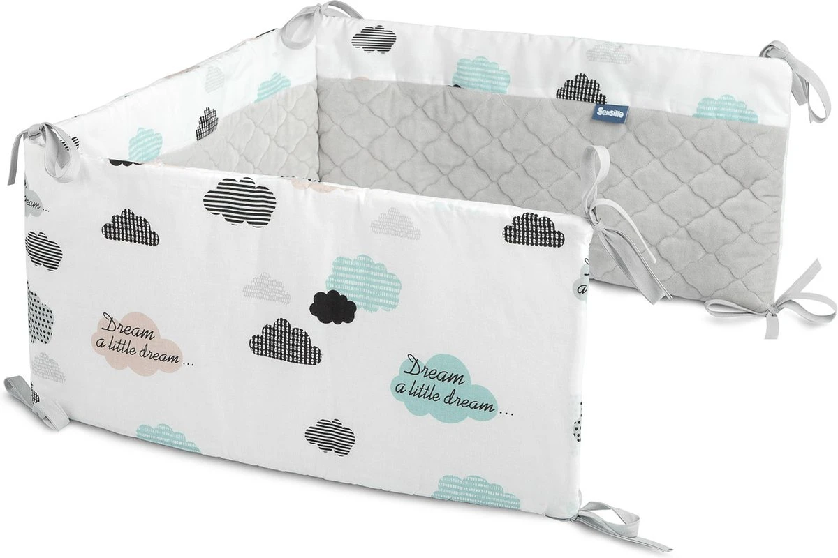 Sensillo Baby Bedbumper - Bedomrander - Anti Stootrand Ledikant - Bed Zijbeschermers - 180x30cm - Grijze Wolkjes 7 Sensillo Baby Bedbumper - Bedomrander - Anti Stootrand Ledikant - Bed Zijbeschermers - 180x30cm - Grijze Wolkjes - Afbeelding 5