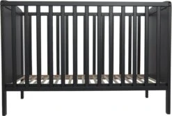 Prenatal Ledikant - Babybed - Babybedje Met Platte Spijlen - 60x120 Cm - Exclusief Matras - Zwart