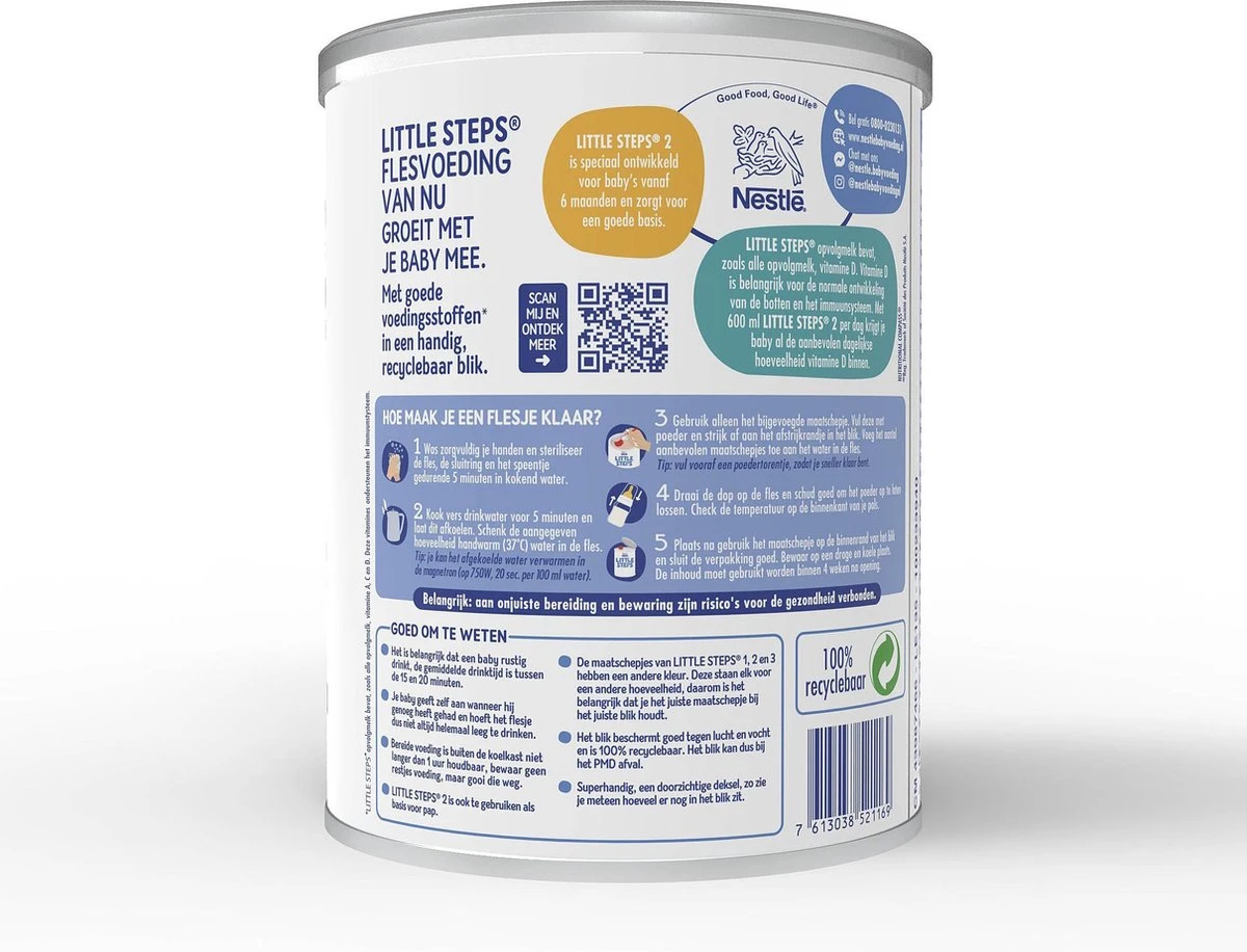 Little Steps Standaard 2 Flesvoeding - Vanaf 6 Maanden - 2 X 800 Gram 15 Little Steps Standaard 2 Flesvoeding - Vanaf 6 Maanden - 2 X 800 Gram - Afbeelding 13