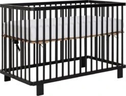 Puck Inklapbaar Ledikant Zwart Mat 60x120 Cm -Baby Peuter Winkel 1200x917 2