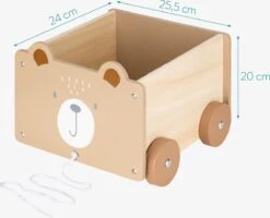 Navaris Houten Speelgoedkist Op Wielen - Opbergbox Voor Speelgoed - Inclusief Trektouw - Beer - 25,5 X 24 X 20 Cm - Bruin -Baby Peuter Winkel 1200x972 4