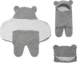 BonBini´s Teddy Bear Wikkeldeken Newborn - Zachte Grijze Teddy Beer Inbakerdoek Newborn Baby - 3-6 Maanden - Grijs -Baby Peuter Winkel 1200x984 4