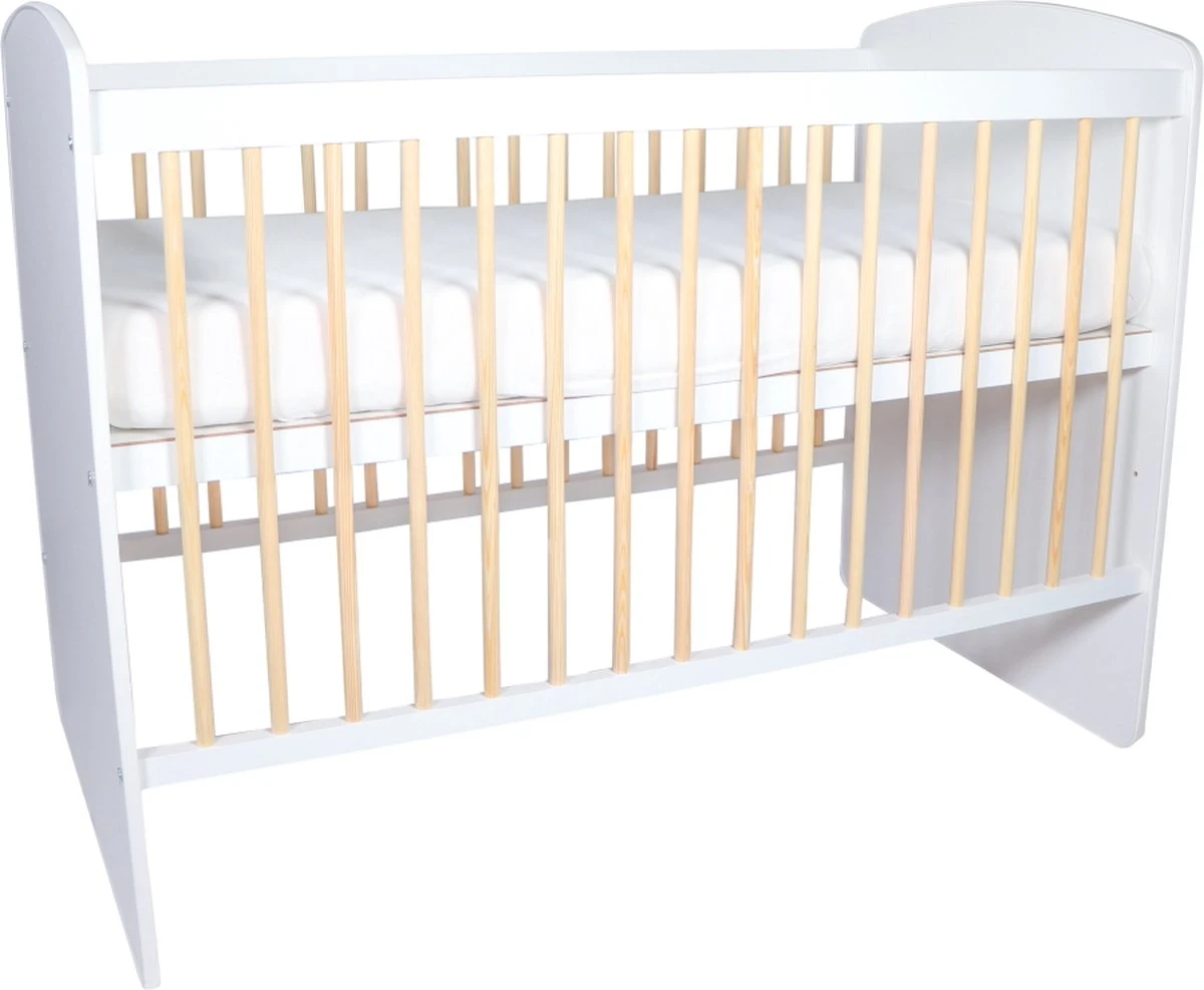 MamaLoes Karolina Ledikant - 60 X 120 Cm - Wit/Naturel - Verstelbare Bodem 8 MamaLoes Karolina Ledikant - 60 X 120 Cm - Wit/Naturel - Verstelbare Bodem - Afbeelding 6