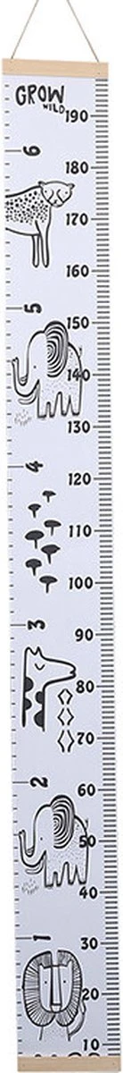 Groeimeter Kinderkamer Safari Dieren "grow Wild" - Canvas - Hout - 200x20 Cm - Decoratie Meetlint - Wanddecoratie 5 Groeimeter Kinderkamer Safari Dieren "grow Wild" - Canvas - Hout - 200x20 Cm - Decoratie Meetlint - Wanddecoratie - Afbeelding 3