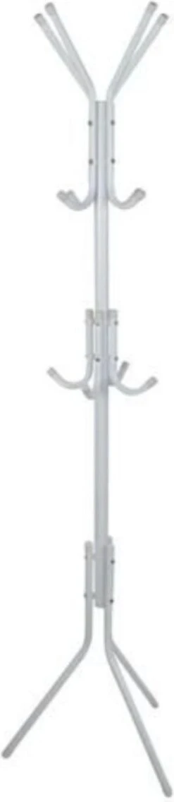 Kapstok Met 12 Haken - Metaal - Wit - Hoogte 175cm