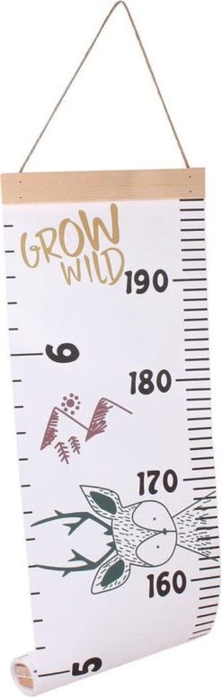 Groeimeter Babykamer Kinderkamer Dieren - Canvas Meetlat Kind - Hout - 200x20 Cm - Decoratie Meetlint - Wanddecoratie -Baby Peuter Winkel 382x1200