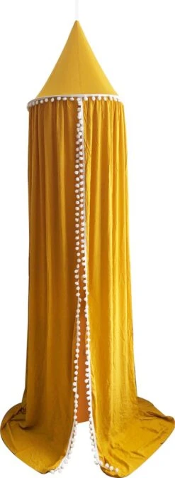 By Baboo Klamboe Baby 245cm - Okergeel - Katoen - Pompons