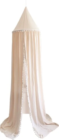 By Baboo Klamboe Baby 245cm - Crème - Katoen - Pompons