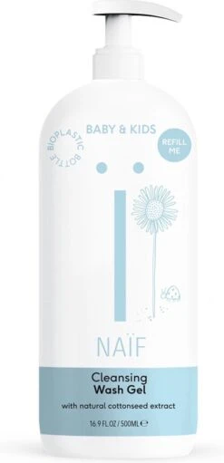 Naïf Reinigende Wasgel Pompfles - Baby En Kind – 500ml – Met Natuurlijke Ingrediënten -Baby Peuter Winkel 580x1200