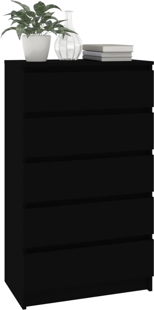 VidaXL Ladekast 60x36x103 Cm Bewerkt Hout Zwart 7 VidaXL Ladekast 60x36x103 Cm Bewerkt Hout Zwart - Afbeelding 5