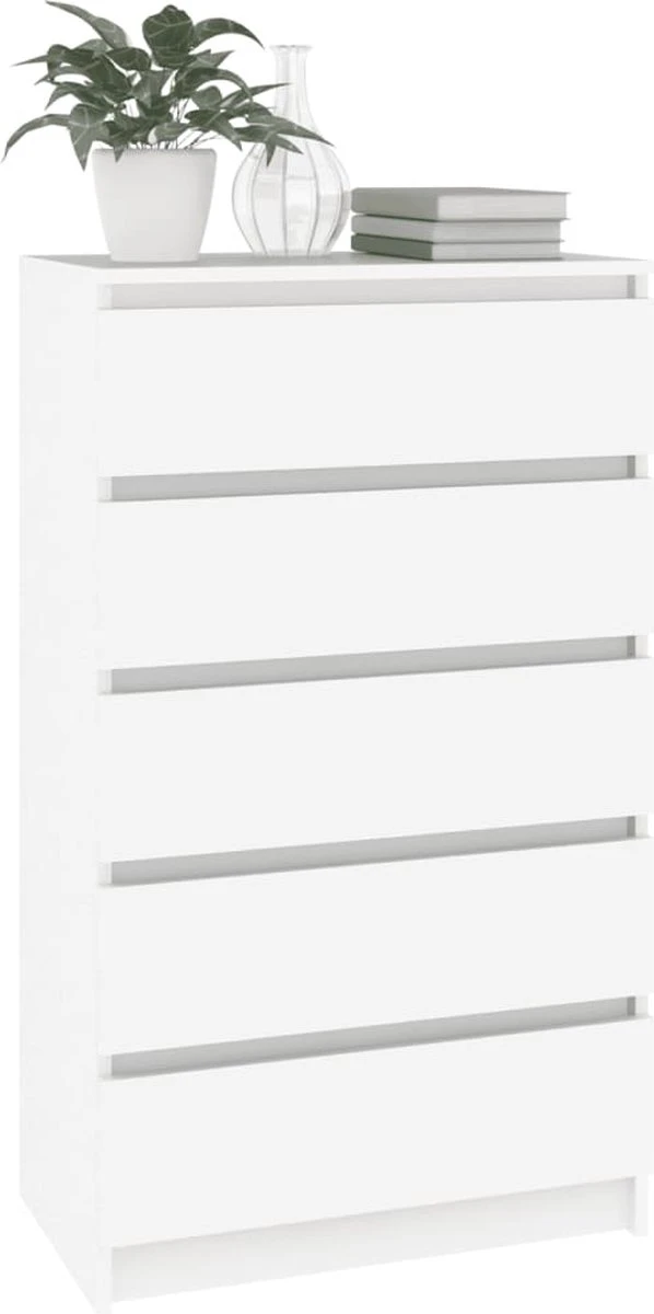 VidaXL Ladekast 60x36x103 Cm Bewerkt Hout Wit 8 VidaXL Ladekast 60x36x103 Cm Bewerkt Hout Wit - Afbeelding 6