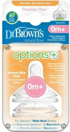 Dr. Brown's Options+ Anti-colic Speen Prematuur - Voor Brede Halsfles - 2 Stuks -Baby Peuter Winkel 640x1200 1