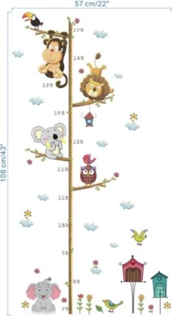 WiseGoods - Muurstickers Slaapkamer - Groeimeter Kinderkamer - Lengtemeter Kind - Muurstickers Dieren - Voor Jongen En Meisje -Baby Peuter Winkel 652x1200 3