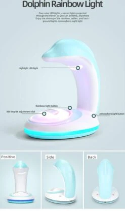 VanAlles® Dolfijn Regenboog Projector - Nachtlampje - Nachtlampje Kinderen - Nachtlampje Baby - Draadloos - Blauw -Baby Peuter Winkel 714x1200 4