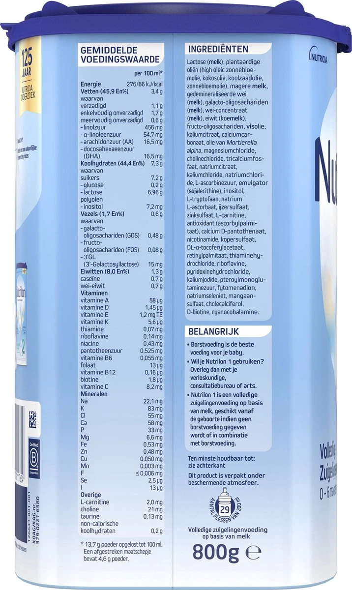 Nutrilon 1 Volledige Zuigelingenvoeding – Flesvoeding Vanaf De Geboorte – 800g 9 Nutrilon 1 Volledige Zuigelingenvoeding – Flesvoeding Vanaf De Geboorte – 800g - Afbeelding 7