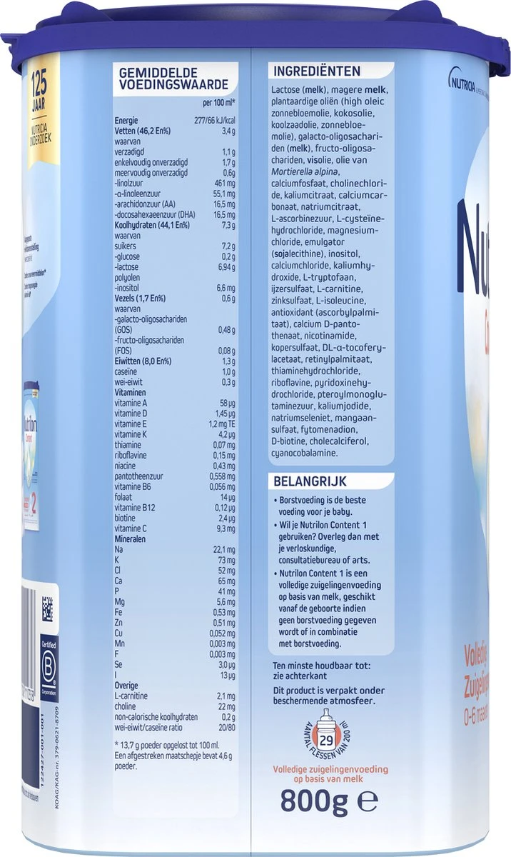 Nutrilon Content 1 - Flesvoeding Vanaf De Geboorte - 800g 11 Nutrilon Content 1 - Flesvoeding Vanaf De Geboorte - 800g - Afbeelding 9
