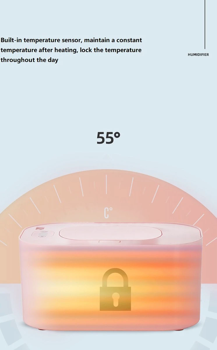 Deluqse Billendoekjes Verwarmer - Wit - Billendoekjesdoos - Lotiondoekjes - Temperatuur Instelbaar 6 Deluqse Billendoekjes Verwarmer - Wit - Billendoekjesdoos - Lotiondoekjes - Temperatuur Instelbaar - Afbeelding 4