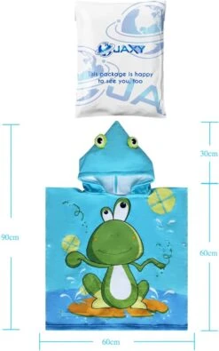 JAXY Badcape Baby - Badcape - Baby Badjas - Omslagdoek - Omslagdoek - Baby Handdoek Met Capuchon - Strandhanddoek - Badponcho - Poncho Handdoek - Microfiber - 60x90cm - Kikker -Baby Peuter Winkel 751x1200 2