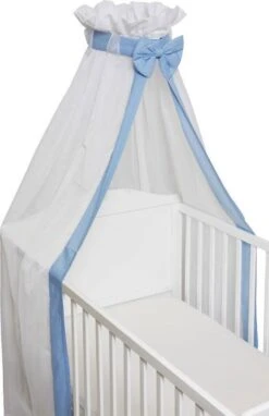 Baby Sluier Strik Blauw - Baby Hemeltjes - Baby Klamboe Voor Wieg En Ledikant