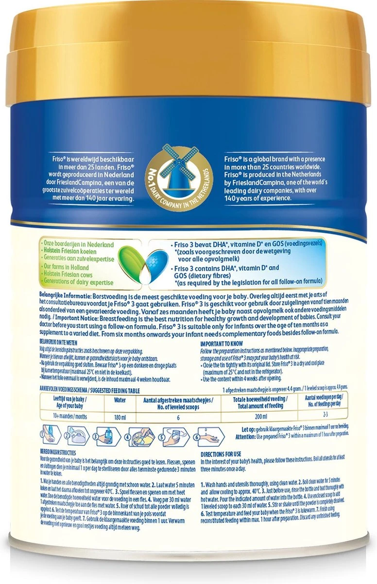 Friso 3 - Opvolgmelk - Vanaf 10 Maanden - 800g - Blik 6 Friso 3 - Opvolgmelk - Vanaf 10 Maanden - 800g - Blik - Afbeelding 4