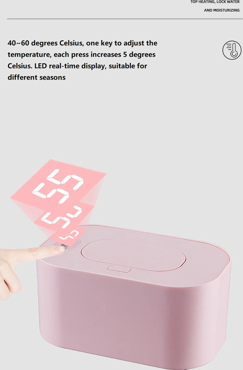 Deluqse Billendoekjes Verwarmer - Wit - Billendoekjesdoos - Lotiondoekjes - Temperatuur Instelbaar 4 Deluqse Billendoekjes Verwarmer - Wit - Billendoekjesdoos - Lotiondoekjes - Temperatuur Instelbaar - Afbeelding 2