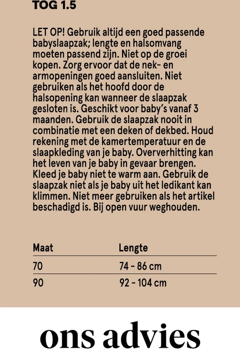 Etos Slaapzak - Afritsmouwen - Streepjes - TOG-waarde 1.5 - 70 CM 4 Etos Slaapzak - Afritsmouwen - Streepjes - TOG-waarde 1.5 - 70 CM - Afbeelding 2