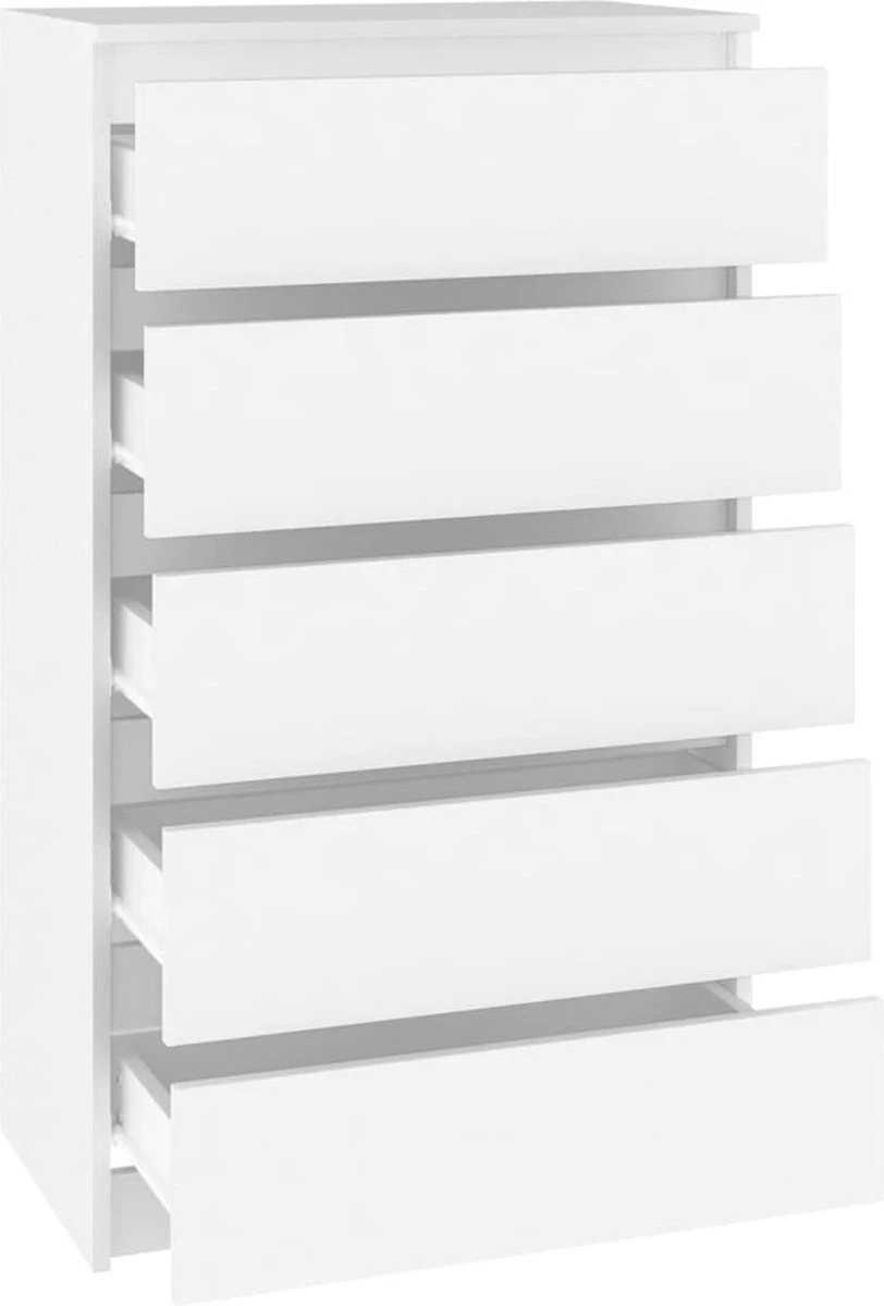 VidaXL Ladekast 60x36x103 Cm Bewerkt Hout Wit 6 VidaXL Ladekast 60x36x103 Cm Bewerkt Hout Wit - Afbeelding 4