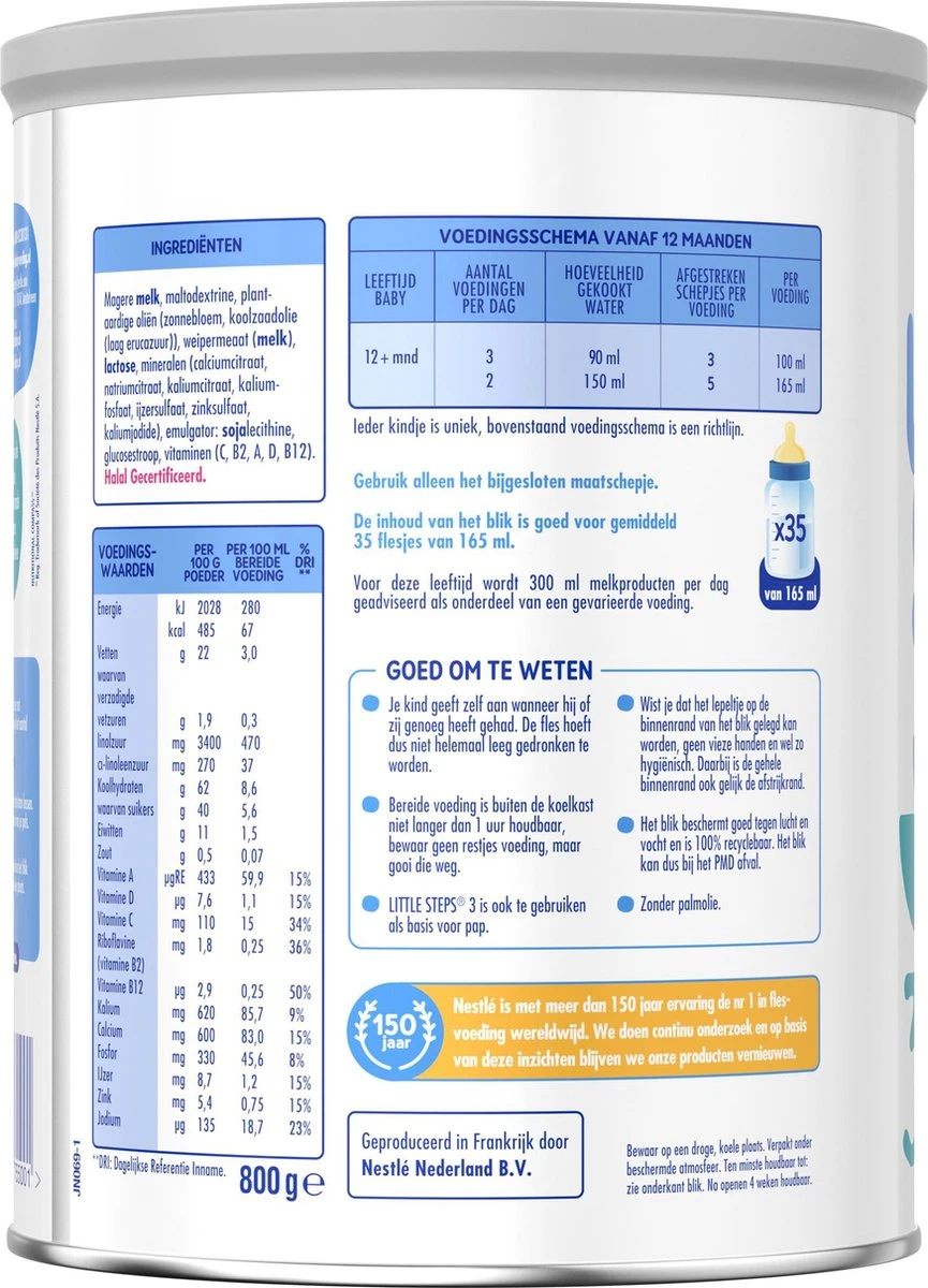 Little Steps Standaard 3 Flesvoeding - Vanaf 12 Maanden - 2 X 800 Gram 9 Little Steps Standaard 3 Flesvoeding - Vanaf 12 Maanden - 2 X 800 Gram - Afbeelding 7