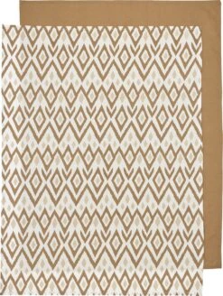 Meyco Ikat/Uni Wieglaken - 2-pack - Sand/toffee - 75x100cm