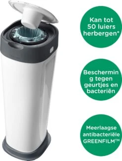 Tommee Tippee Twist & Click XL-luieremmer - Voor Maximaal 60 Luiers - Milieuvriendelijker Systeem - 1 Navulcassette - Duurzaam Geproduceerde Antibacteriële GREENFILM -Baby Peuter Winkel 911x1200