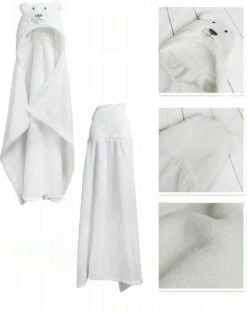 Merkloos Witte Beer Baby Badcape Met Capuchon - Wikkeldeken - Fleece Deken - Kraamcadeau -Baby Peuter Winkel 955x1200 1