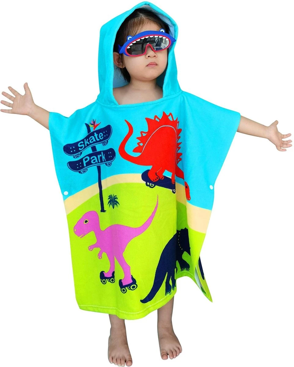 JAXY Badcape Baby - Badcape - Baby Badjas - Omslagdoek - Omslagdoek - Baby Handdoek Met Capuchon - Strandhanddoek - Badponcho - Poncho Handdoek - Microfiber - 60x90cm - Dino 3 JAXY Badcape Baby - Badcape - Baby Badjas - Omslagdoek - Omslagdoek - Baby Handdoek Met Capuchon - Strandhanddoek - Badponcho - Poncho Handdoek - Microfiber - 60x90cm - Dino