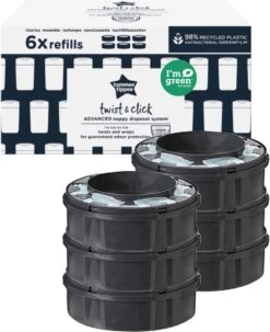 Tommee Tippee Twist & Click Milieuvriendelijke Luieremmer Navulling - Duurzaam Geproduceerde Greenfilm - 6 Stuks -Baby Peuter Winkel 978x1200