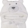 Merkloos Witte Beer Baby Badcape Met Capuchon - Wikkeldeken - Fleece Deken - Kraamcadeau