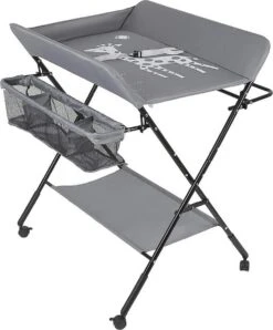 Kari Verschoontafel Baby Opvouwbaar En Draagbaar- In Hoogte Verstelbaar - Luiertafel - Verzorgingstafel - Giraffe Patroon (Grijs)